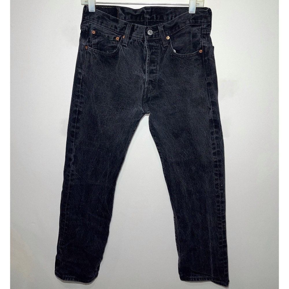 Pre-Owned Levis 501 Jeans 31 x 30 Black Straight Button Fly Dark Wash Denim Men